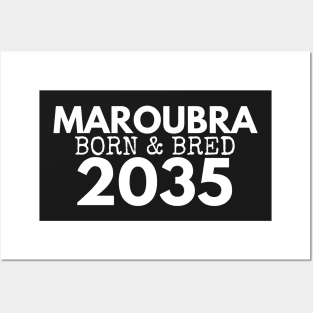 MAROUBRA BORN AND BRED 2035 WHITE DESIGN Posters and Art